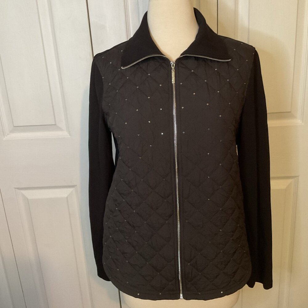 Joseph Ribkoff Jacket Black Sequin Jacket Sweatshirt Size 8 Medium